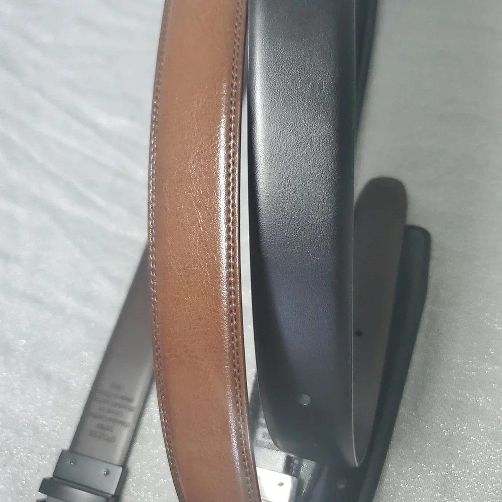 Perry Ellis Mens Leather Belt Set 2-Pack Black Brown Tan‎ Size 38/95